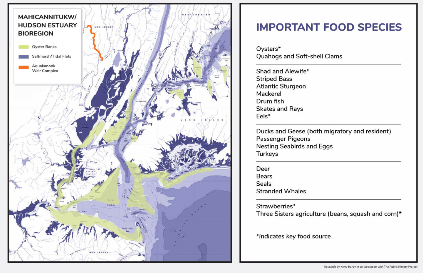 Mahicannituckw/Hudson Estuary Bioregion Important Food Species map and list